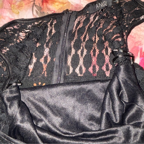 Black Lace Summer Dress with Lace Design, Slip, Back Zipper - Picture 4 of 11